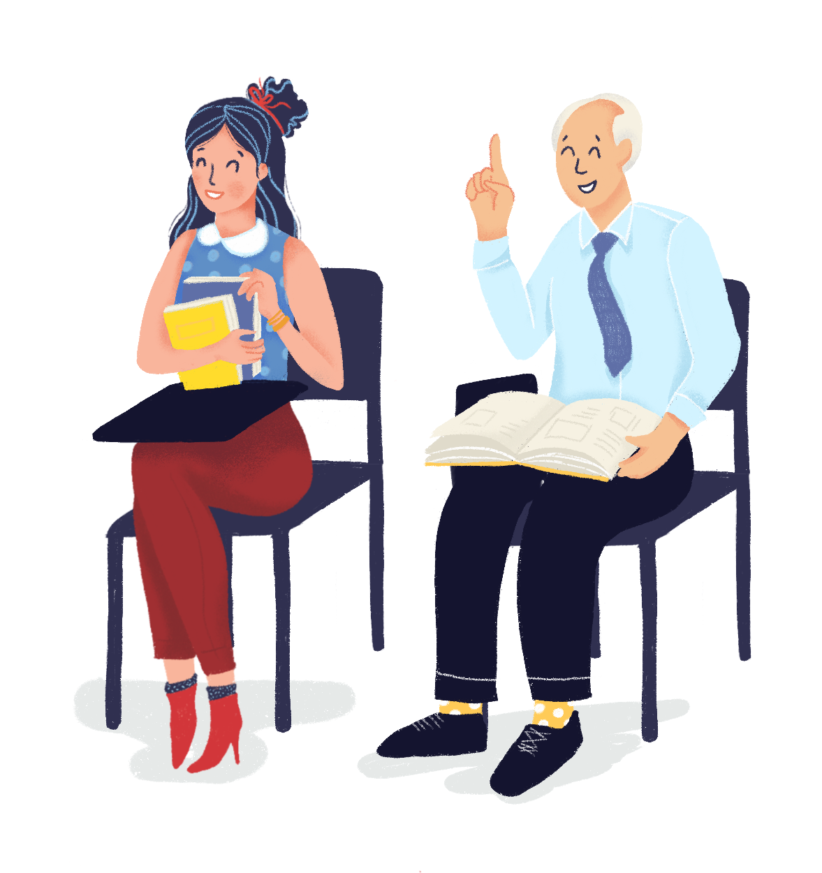 French woman talking into microphone in AdolieDay illustration for Alliance Francaise de Sydney