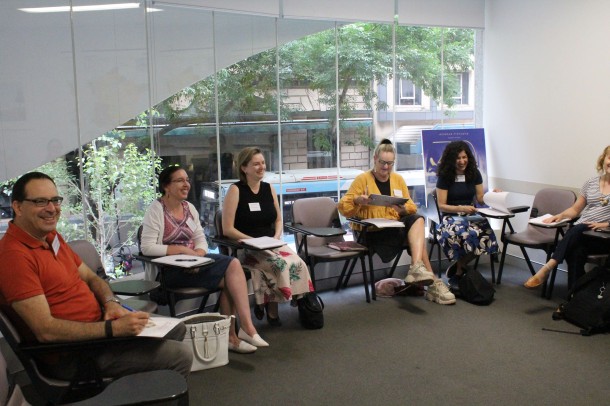 Adult students learning French on-site for NESA professional development